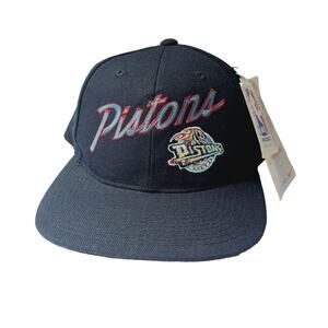 VTG Detroit Pistons Sports Specialties Script Wool Snapback Hat Side Logo